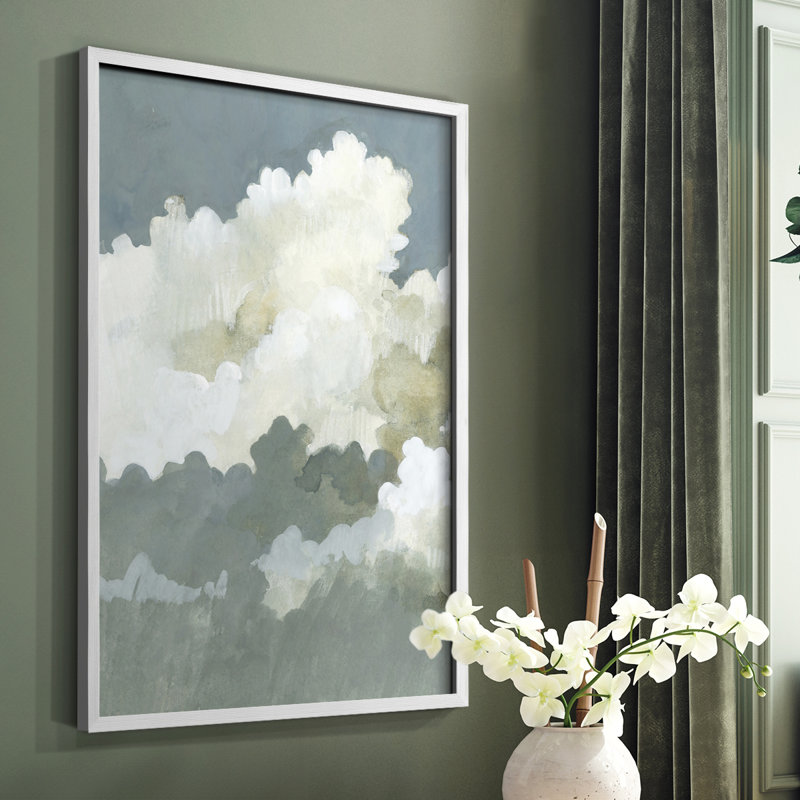 «Big Clouds I», reproduction encadrée - bois massif, Blanc, H 28 po x l 22 po