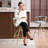  Karl Home Blue Snow Linen Fabric Swivel Bar Stool Set of 2