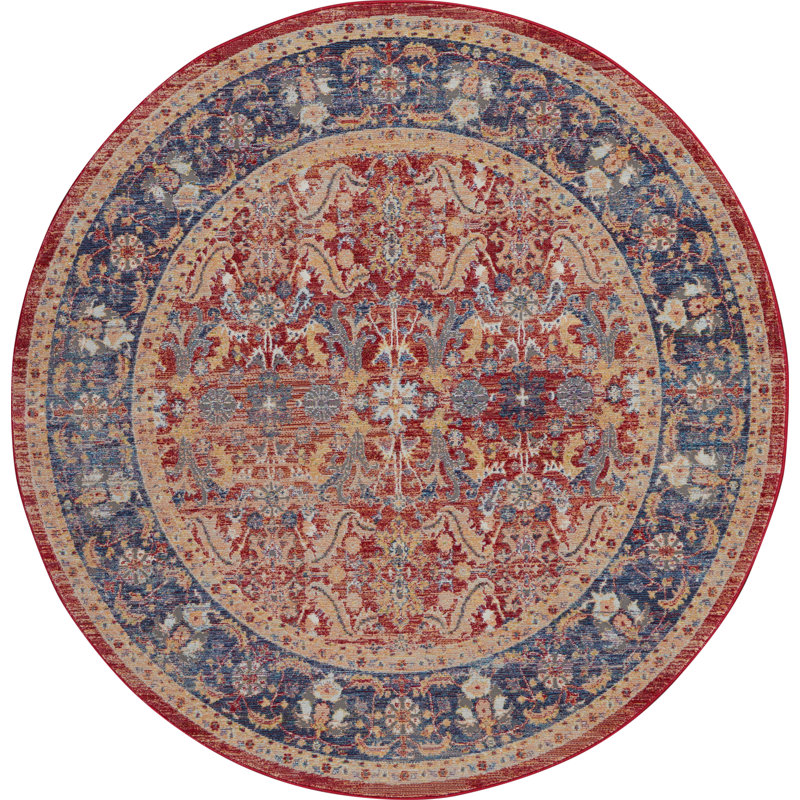 Tapis rouge d'inspiration persane Raymond, Rond 4 pi