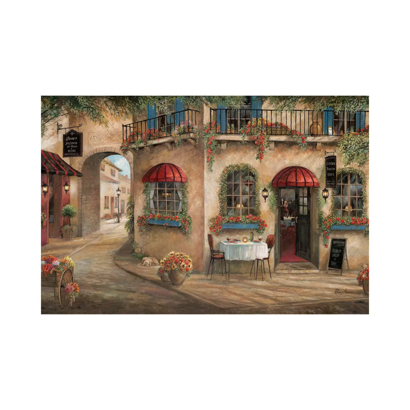«Gino's Pizzaria» par Ruane Manning - reproduction, H 40 po x l 60 po x 1,5 po, Toile tendue