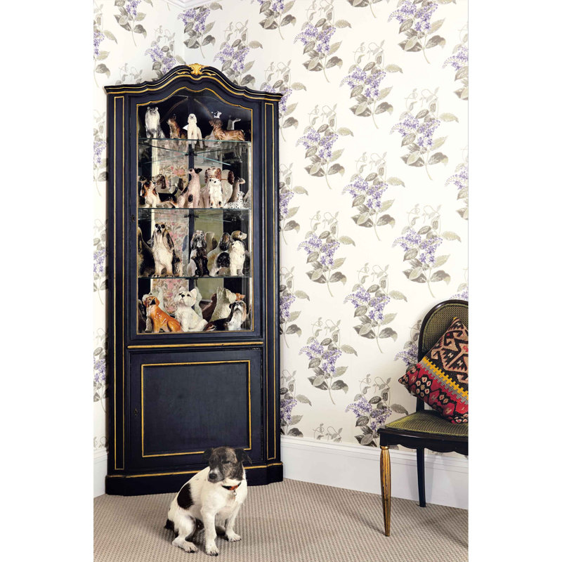 Anthology Madras Violet Floral Wallpaper Roll, Violet/Gray