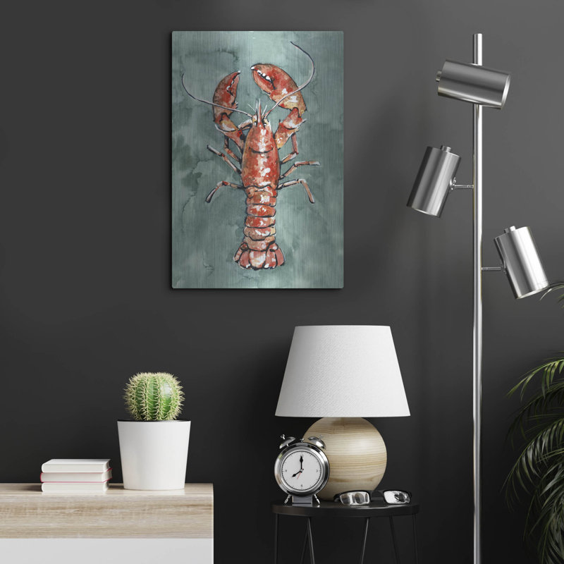  «Aquatic Lobster 1» par Emma Caroline, art mural en métal, 16 po x 24 po, H 24 po x l 16 po