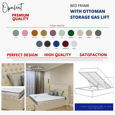 Upholstered Velvet Lift Up Storage Bed