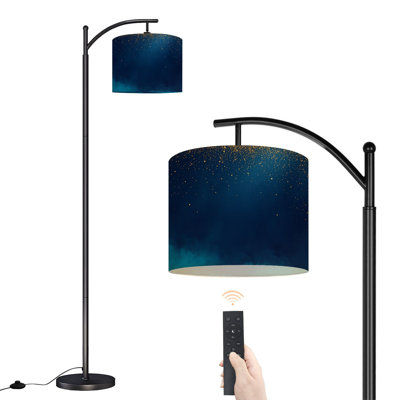 Lampe sur pied en arc Nuit magique cadre bleu foncé scintillant bokeh lumière art Lampes sur pied carrées avec télécommande DEL Abat-jour réglables Hautes lampes pour lire Bureau Salon