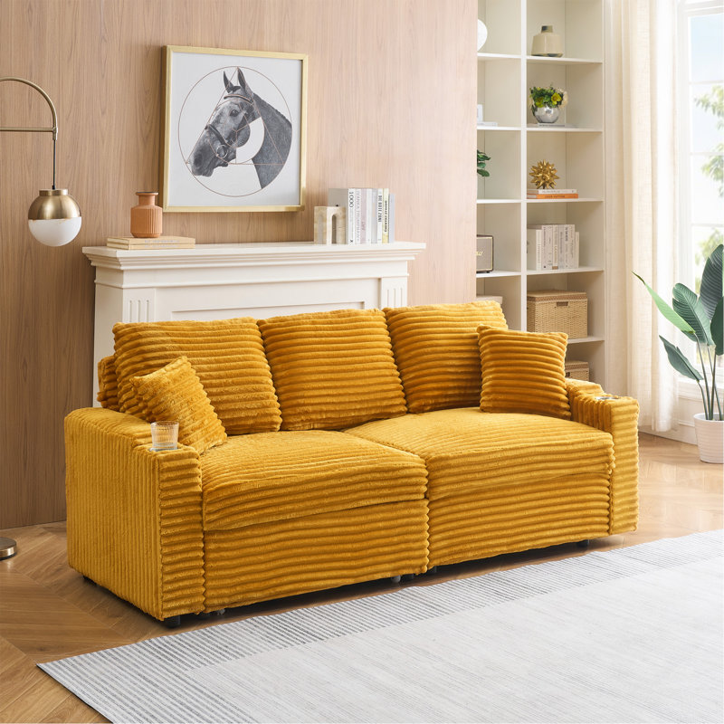 80-Inch Two-In-One Pull-Out Sofa, Orange