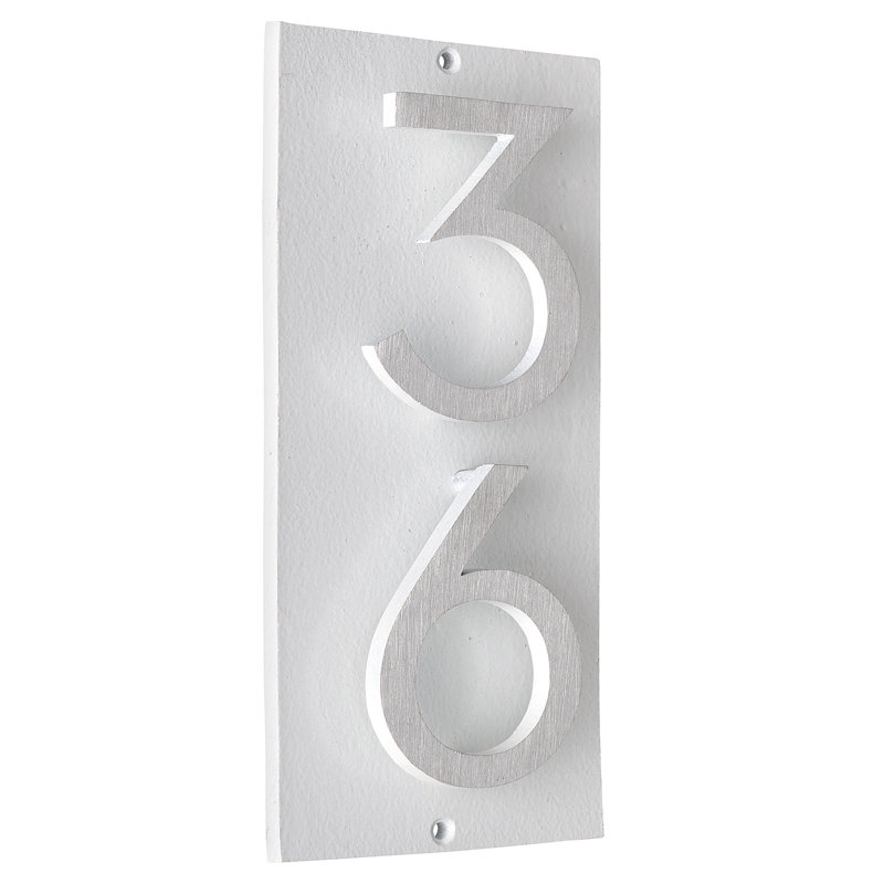 Plaque d’adresse murale sur 1 ligne flottante, Blanc, Nickel satiné deux tons, Oui
