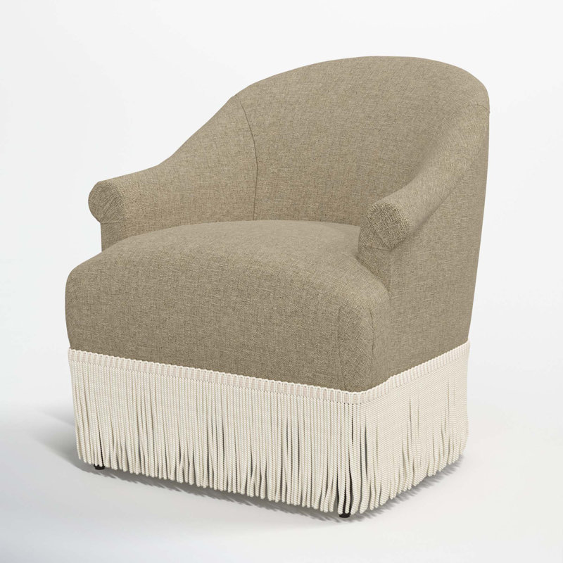 Fauteuil à oreilles Callie, Lin texturé naturel Zuma, Ivoire