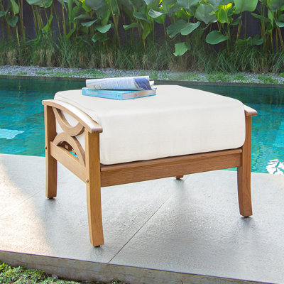 Repose-pieds d'extérieur en teck avec coussin Brunswick