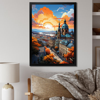 " Yellow Teal City Prague Popart I "