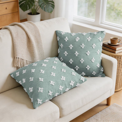 100% Cotton Floral Daisy Throw Pillow Cover (Set Of 2)