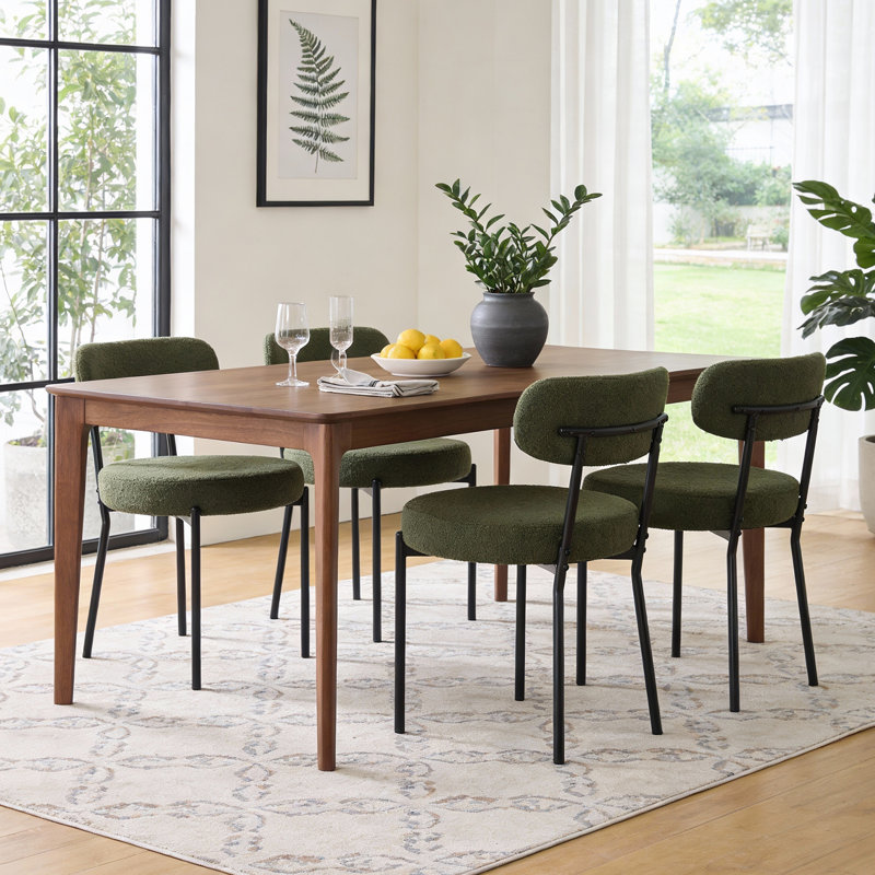 Ensemble de chaises de salle à manger en sherpa Boucle, 4, Vert