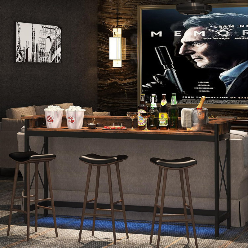 Console avec prises de courant et ports USB, table de canapé étroite derrière le canapé, table de bar d'entrée industrielle avec station de charge pour le salon, couloir