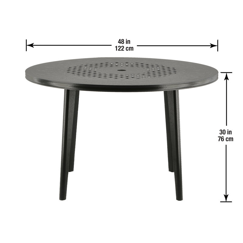 Eildert Round Metal Outdoor Dining Table With Umbrella Hole , 48'' in. W 48'' in. D