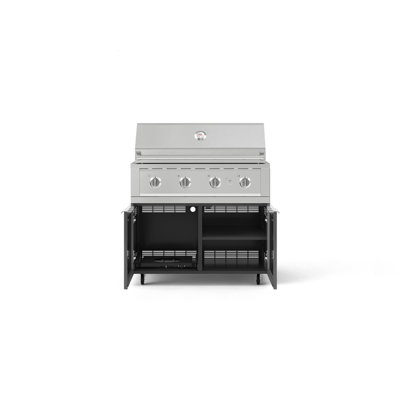 Outdoor Kitchen Aluminum 2 Piece Modular Cabinet Set With 40 In. Liquid Propane Gas Performance Grill