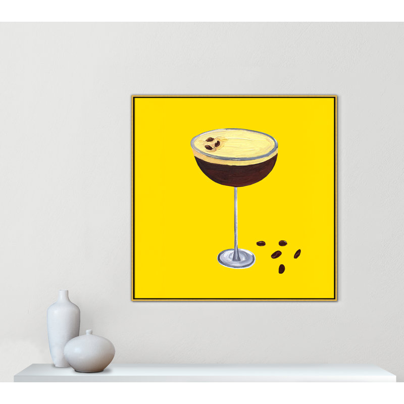 Espresso Martini Buttercup - reproduction carrée jaune par Straker, 46.5' W x 46.5' H, Flotteur doré