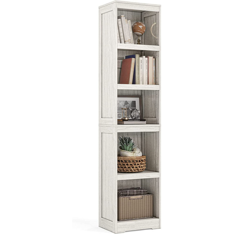 Bibliothèque moderne à 5 niveaux avec tablettes réglables Patrick, Blanc