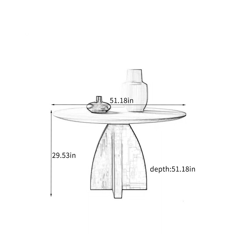 Table de salle à manger ronde en chêne rouge massif pour des repas confortables., H 29,53 po x L 51,18 po x l 51,18 po