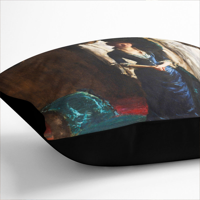 Madame Paul Escudier Square Throw Cushion, Black, 40cm H x 40cm W x 15cm D