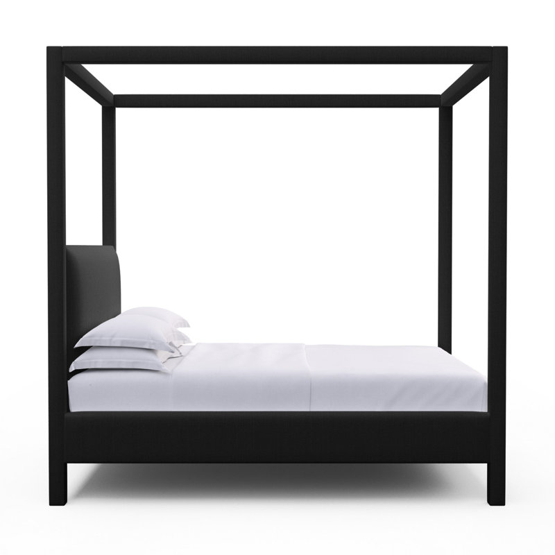 Lafayette Upholstered Bed, Queen, Box Weave Linen Black Jack