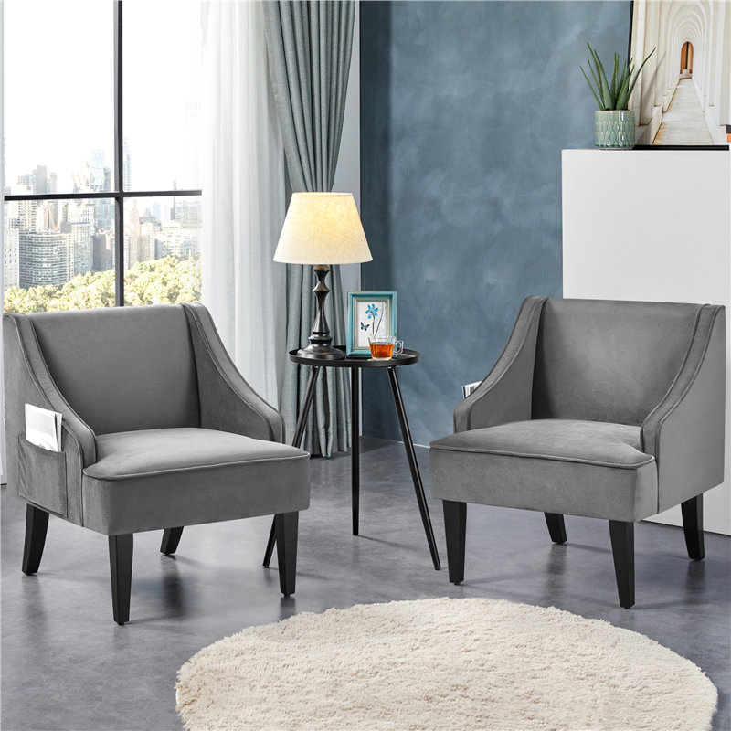 Fauteuil Accent, Velours gris velours