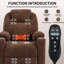 Fauteuil inclinable électrique en chenille jusqu'à 350 lb, mécanisme de mouvement robuste avec massage vibratoire à 8 points et chauffage lombaire, ports USB et Type-C, porte-gobelets en acier inoxydable, brun