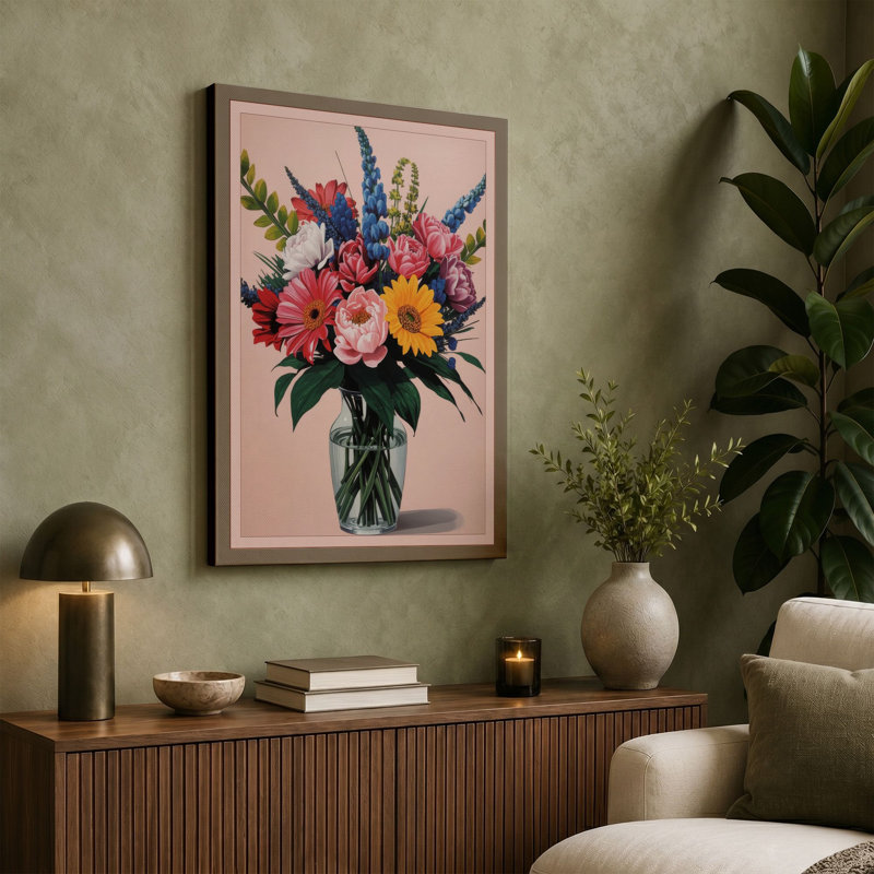 Blooms in Glass Botanical - Wrapped Canvas, 24x16 - 61.0 x 40.6 cm, Cream Border