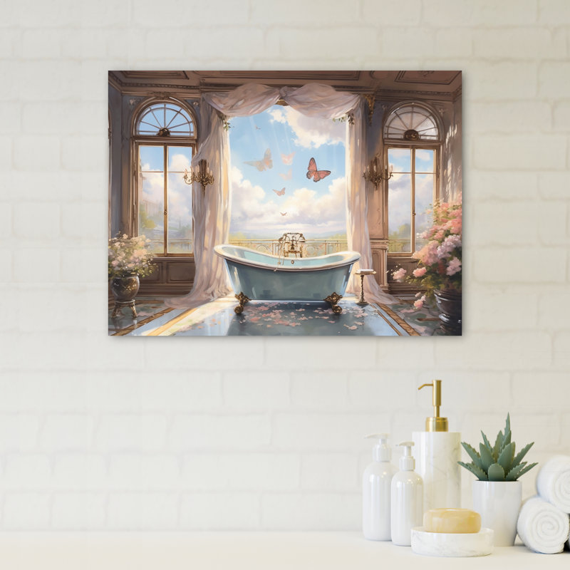 «Jaylyn Bathroom Whispering Butterflies III», reproduction sur toile, H 12 po x l 20 po x P 1 po