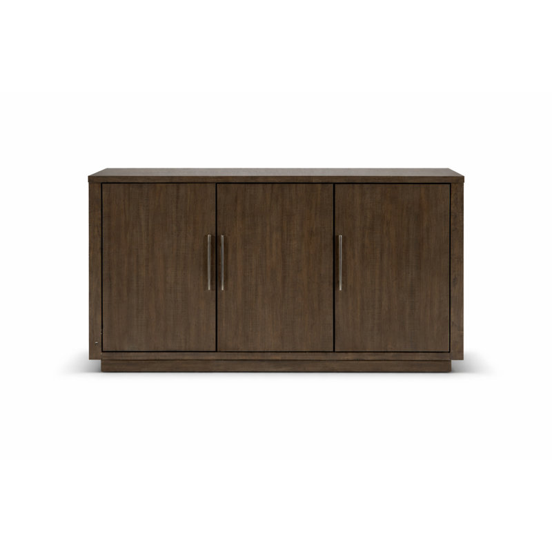 Service de rangement à 3 portes l 60 po Fowler - Placage d'acacia - Poignées en étain antique