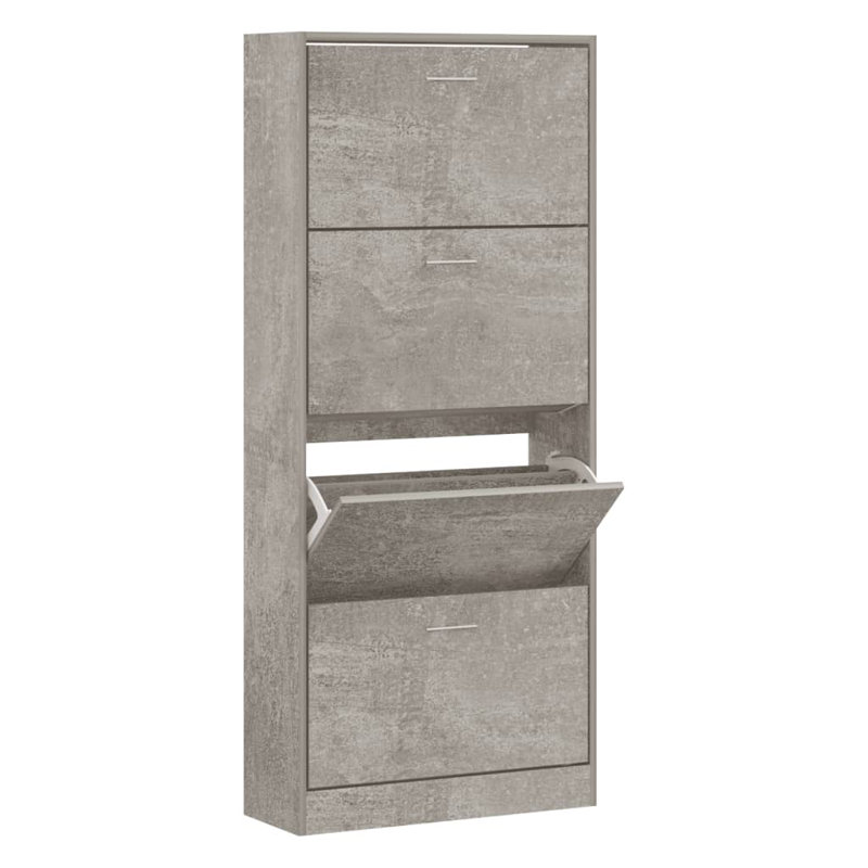 12 Pair Flip Down Shoe Storage, Concrete Grey