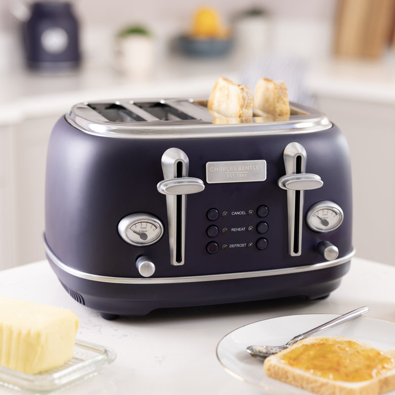 4 Slice Toaster, Blue/Silver