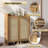 Boho Shoe Storage Cabinet For Entryway - Farmhouse Wooden Shoe Organizer For Front Door Entrance Hallway, Zapatero Organizador Rattan Shoes Cabinet With 2 Doors, Freestanding Shoe Cabinet