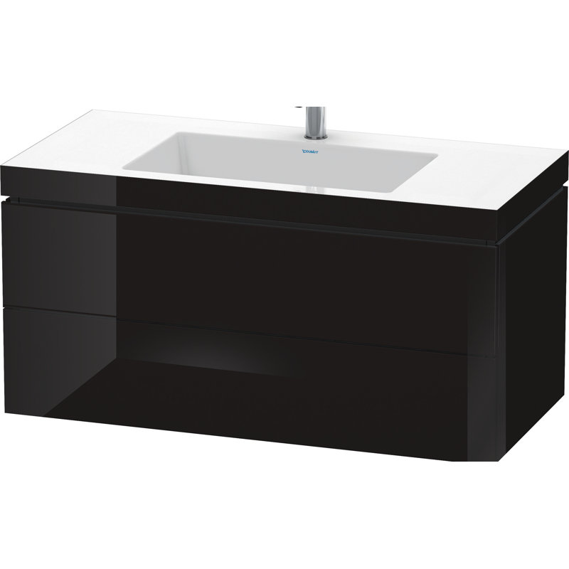 Ensemble de meuble-lavabo simple mural haute brillance 39 po, Noir