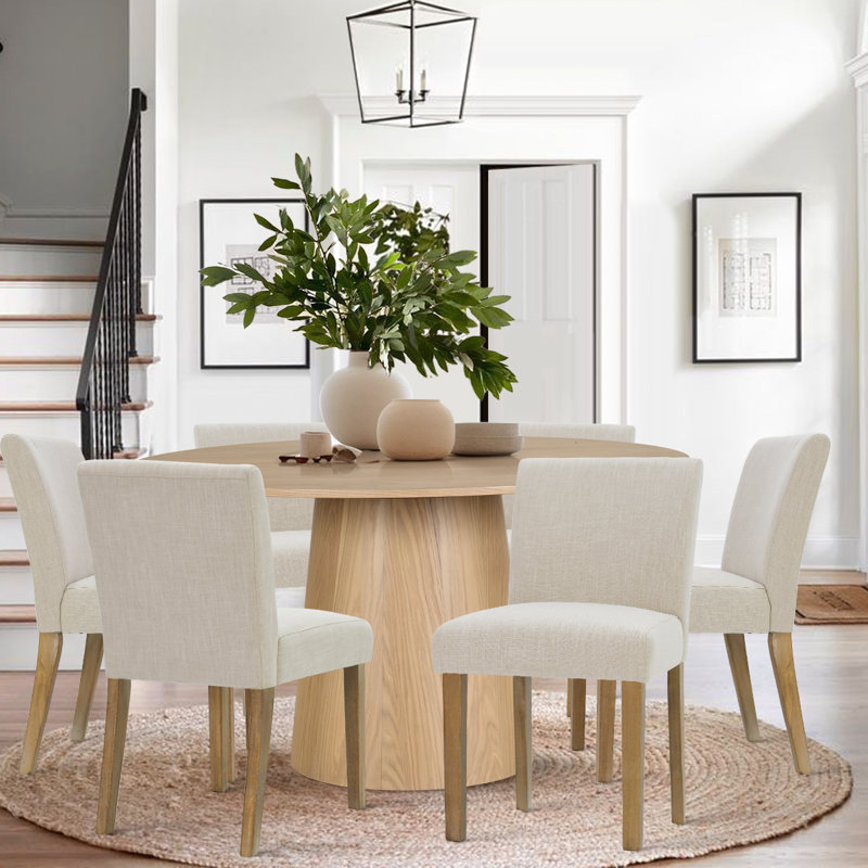 Chaises de salle à manger rembourrées en bois massif l 18,5 po Alesana , Beige