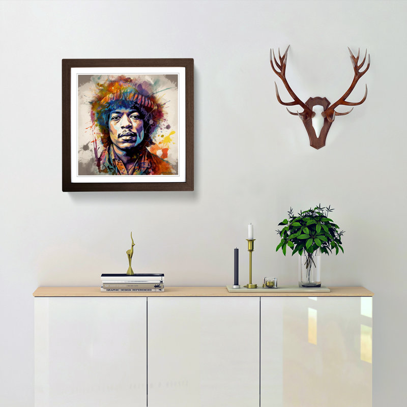 Jimi Hendrix Digital - Framed Print, Walnut