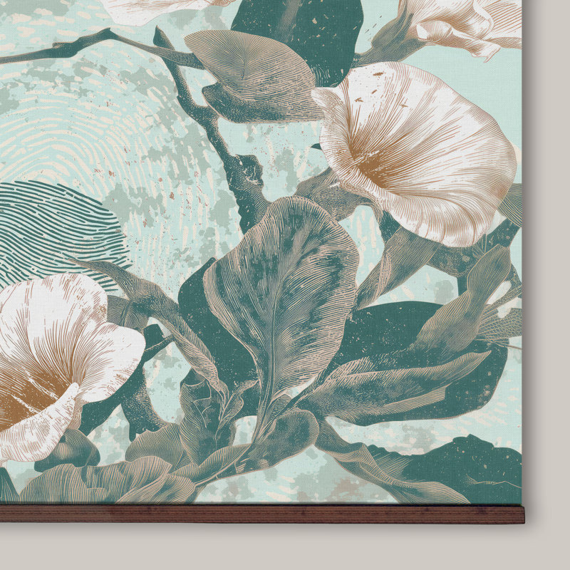 Tenture murale florale harmonie florale - œuvre d'art botanique moderne avec crochets en bois, H 45 po x l 73 po 