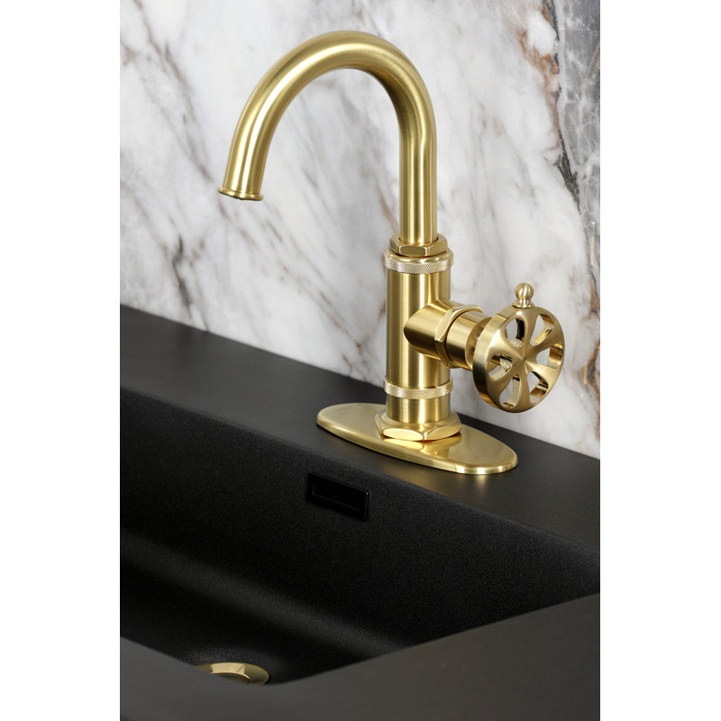 Kingston Brass Belknap Single-Handle 1-Hole Deck Mount Bathroom Faucet, Brushed Brass