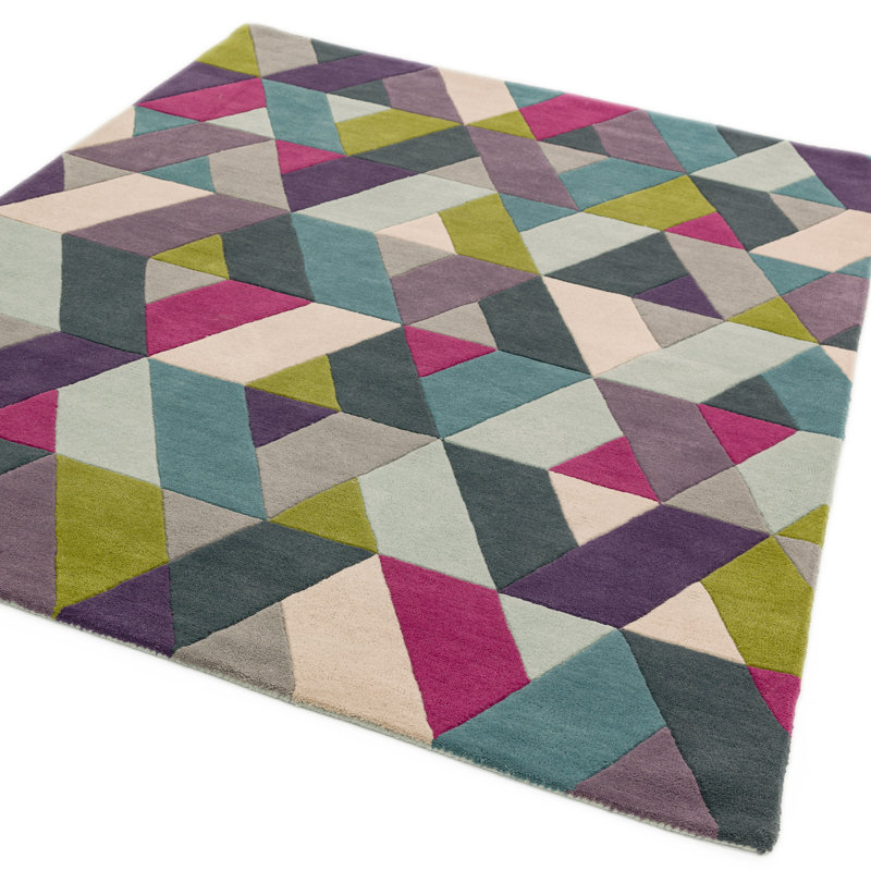 Abrar Geometric Wool Hand Woven Area Rug, Rectangle 200 x 300cm