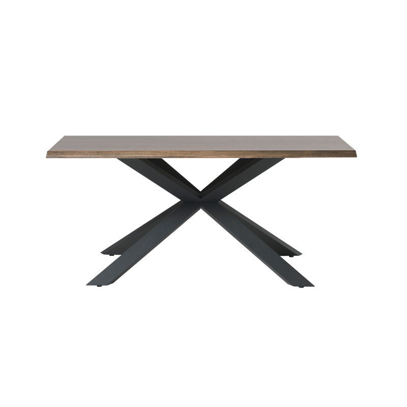 Kade Rectangular Dining Table with Steel Base, Brown