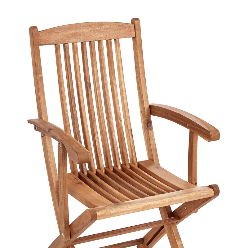 Set of 2 Garden Chairs with Cushions MAUI PREMIUM Acacia Wood, Red