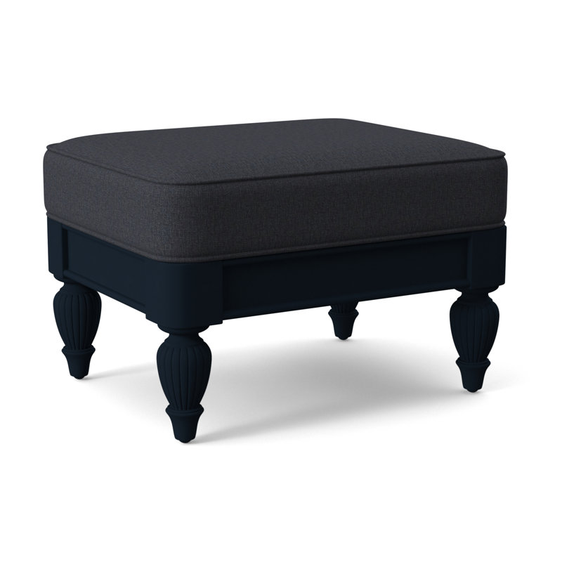 Grand View Ottoman, Navy Finish, White Textured Performance; 0865-91