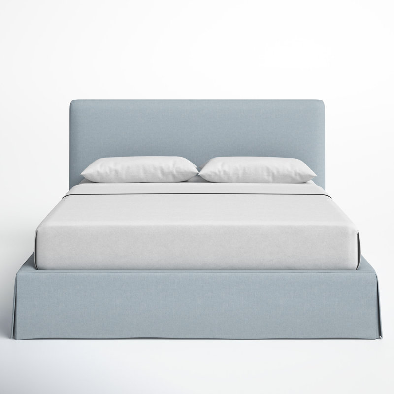 Sky Blue King Upholstered Linen Storage Panel Bed