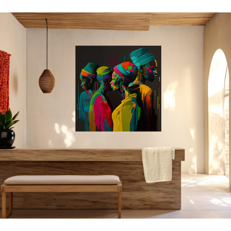 Peler et coller l'art mural - Femmes d'Afrique colorées, L 96 po x l 90 po