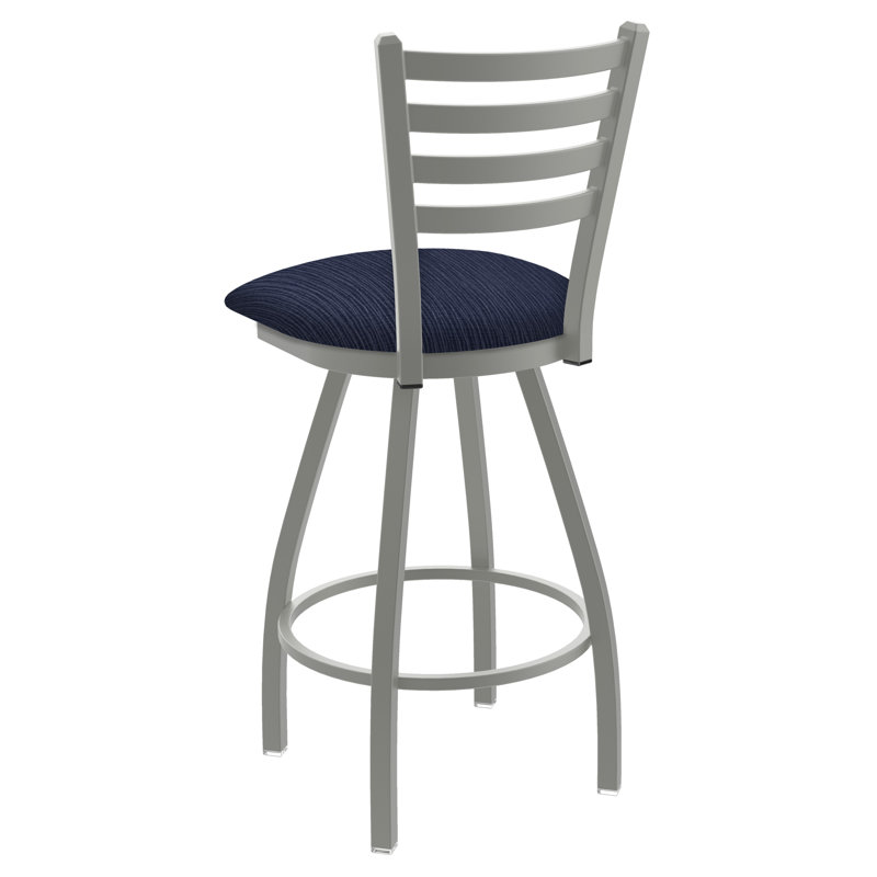Tabouret de bar pivotant de 36" Evers, Nickel anodisé, Tissu - ancre graphique, Extra Tall (36” Seat Height)
