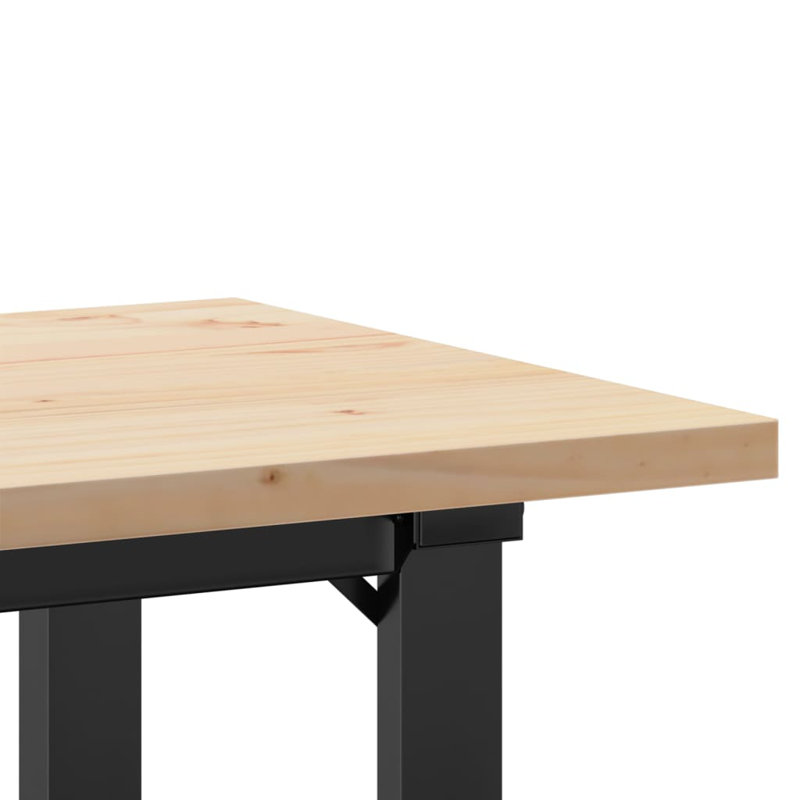  Dining Table O-Frame 39.4"X19.7"X29.7" Solid Wood Pine And Steel, 29.7"H x 39.4"L x 39.4"W