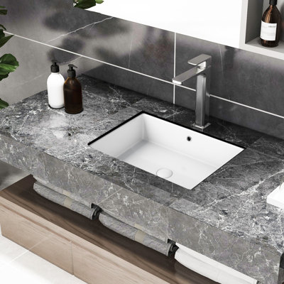 20 po Lavabo de salle de bain encastré blanc