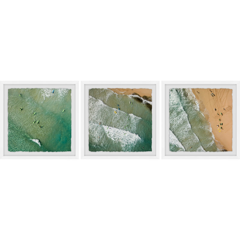 Waves Triptych - ensemble de 3 reproductions de photos encadrées, H 32 po x l 32 po x P 1,5 po
