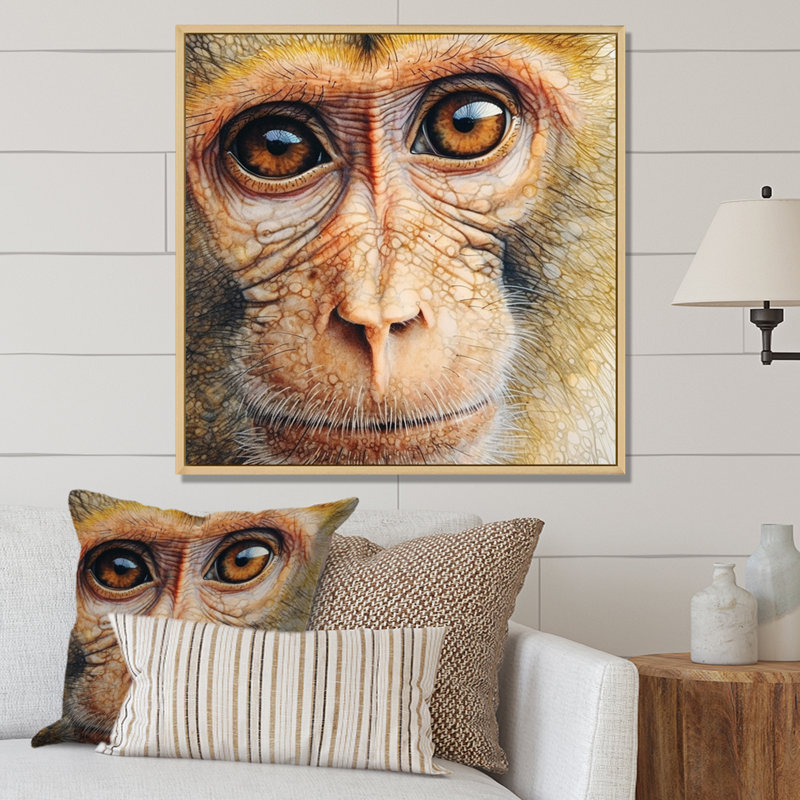 Wild Monkey III - reproduction sur toile, H 36 po x l 36 po x P 1,5 po, Cadre naturel flottant