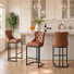 26" Modern Faux Leather Counter Height Barstools with Nailhead Trim