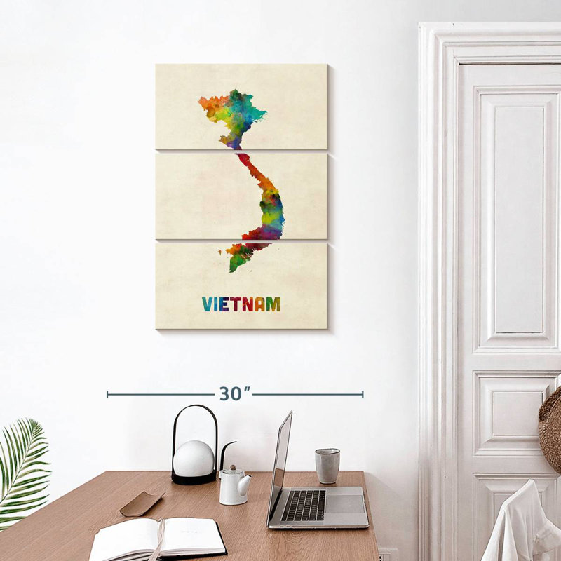 Carte d'aquarelle Aliaz Vietnam II, H 32 po x l 20 po