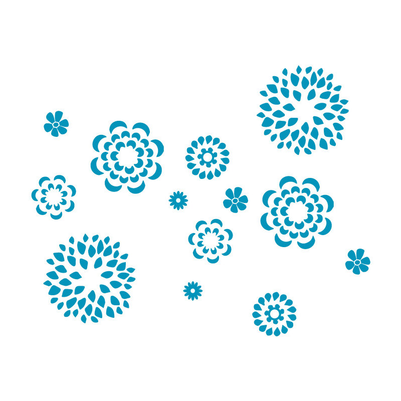 Adhésif décoratif motif floral, H 19 po x l 24 po x P 0,01 po, Bleu sarcelle